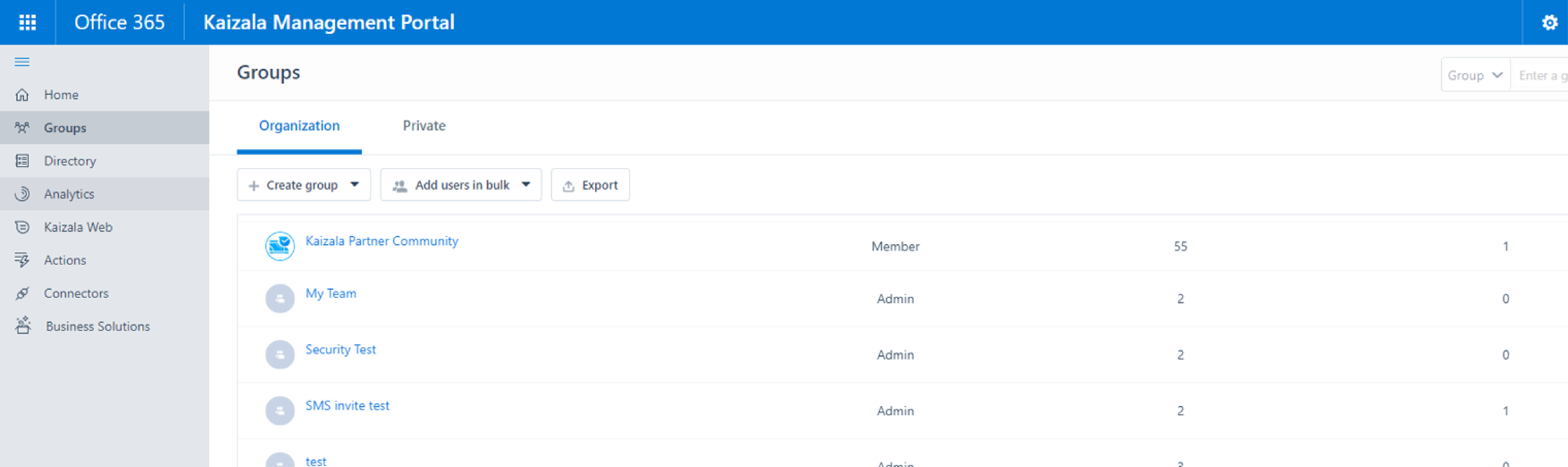Screenshot che mostra la pagina che illustra l'opzione di gruppo.