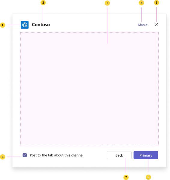 Illustration showing the UI anatomy of a tab configuration modal.