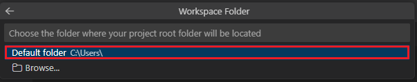 Screenshot shows how to select default location.