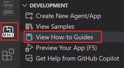 Screenshot shows the option to select a how-to guide from the Development section.