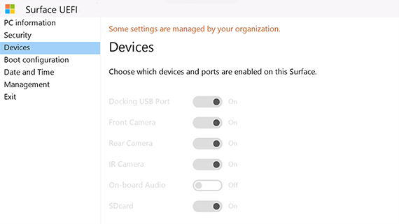 UEFI di Surface.