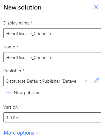 Screenshot di come creare una soluzione per registrare il connettore personalizzato.