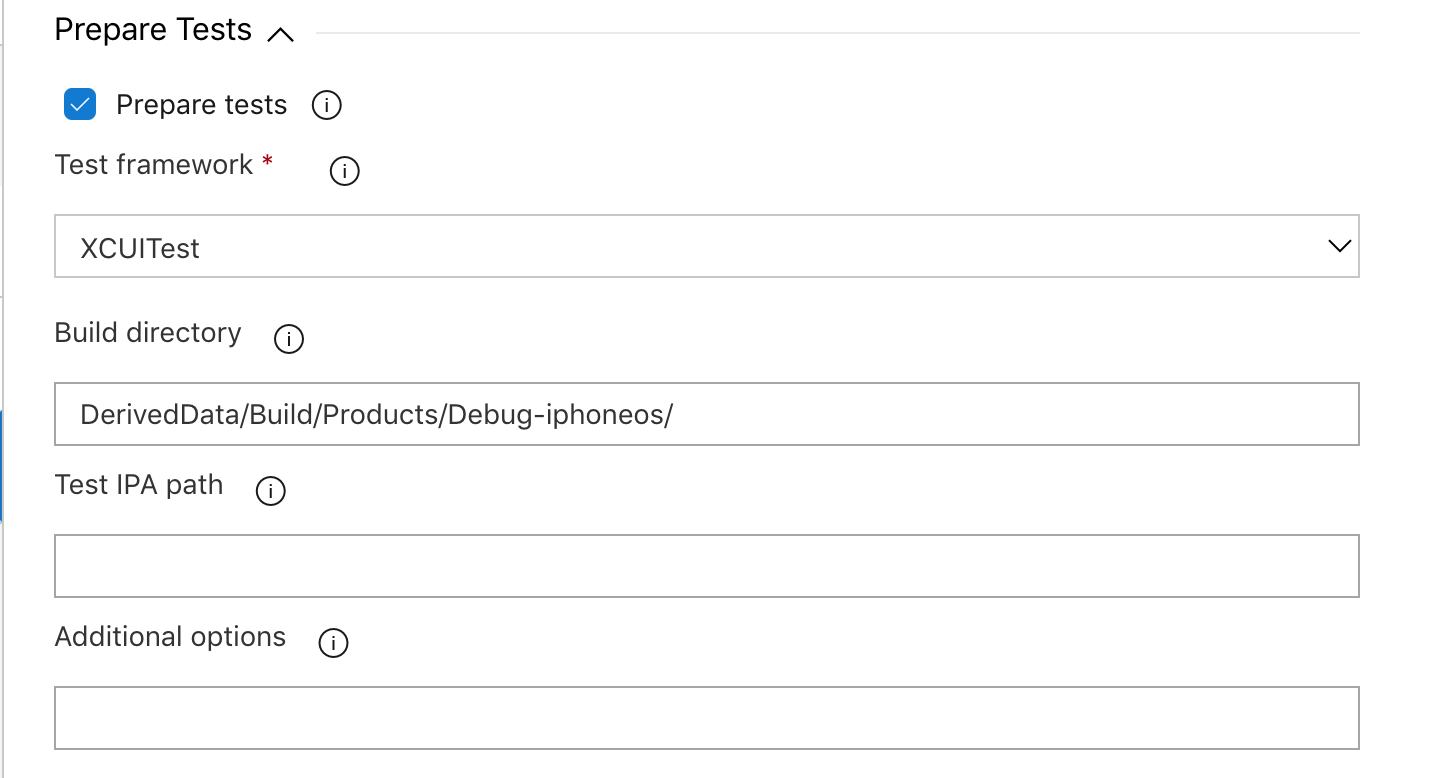 Preparare la sezione test per il framework XCUITest