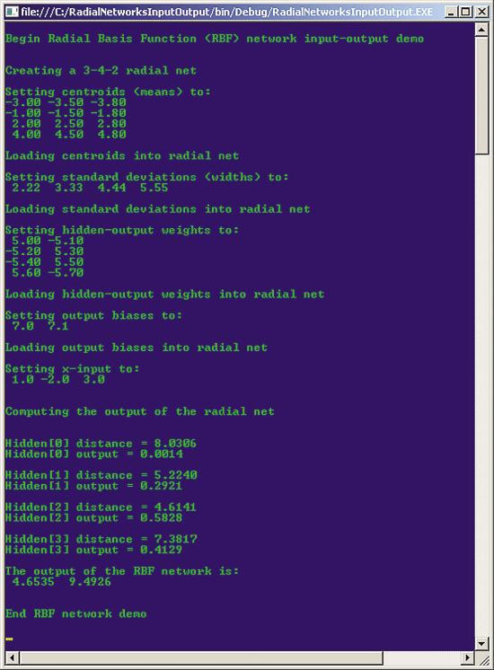 Radial Basis Function Network Input-Output Demo