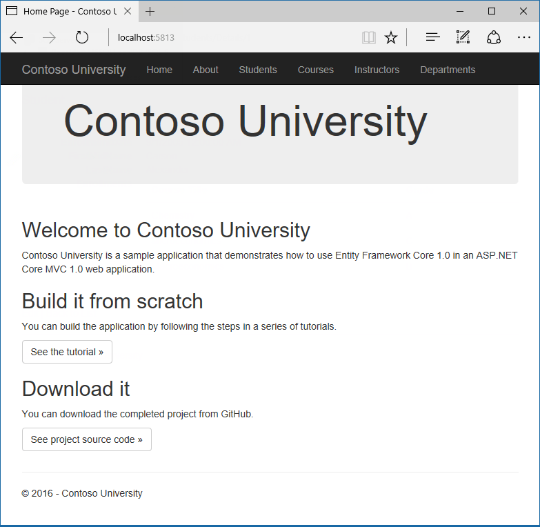 home page di Contoso University