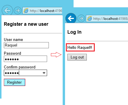 Immagine della nuova registrazione dell'usr