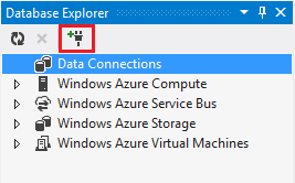 Screenshot che mostra la finestra Esplora database. L'icona Aggiungi connessione è evidenziata.