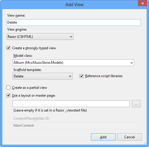 con l'aggiunta di una visualizzazione di eliminazione Aggiunta di una visualizzazione di eliminazione