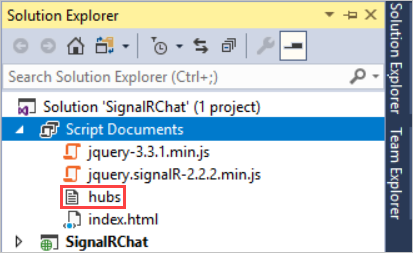 script di hub generati automaticamente nel nodo Documenti script