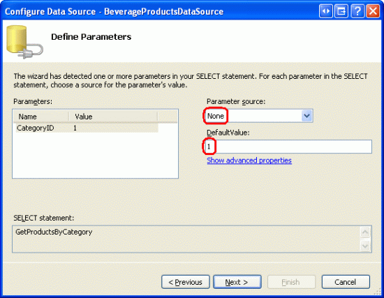 Usare un valore Hard-Coded pari a 1 per restituire i prodotti nella categoria Bevande