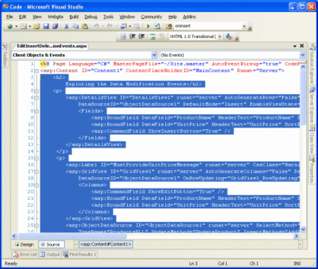 Copiare il testo all'interno del <controllo asp:Content>