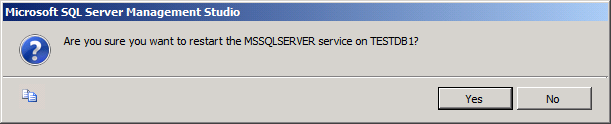 Nella finestra di dialogo Microsoft SQL Server Management Studio fare clic su Sì.
