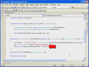 Screenshot della procedura dettagliata video di una richiesta di pagina asincrona, che mostra la schermata di Microsoft Visual Code.