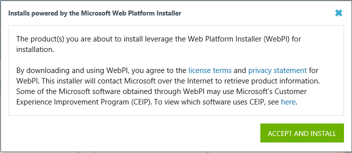 accettare il termine per avviare l'installazione