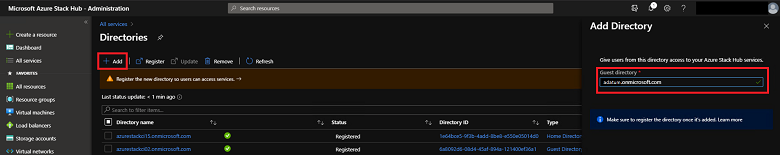 Screenshot che mostra come aggiungere una nuova directory.