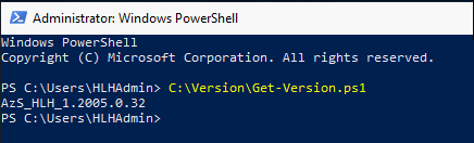 Screenshot del cmdlet di PowerShell per controllare la versione della macchina virtuale OAW.