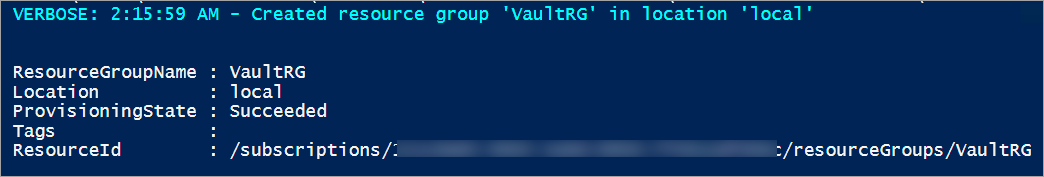 New resource group generated in Powershell