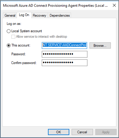 Screenshot che mostra le opzioni disponibili nella scheda Accesso.