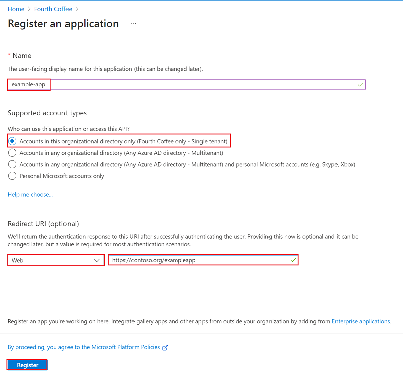 Creare un'app e un'entità servizio di Azure AD nel portale - Microsoft  Entra | Microsoft Learn