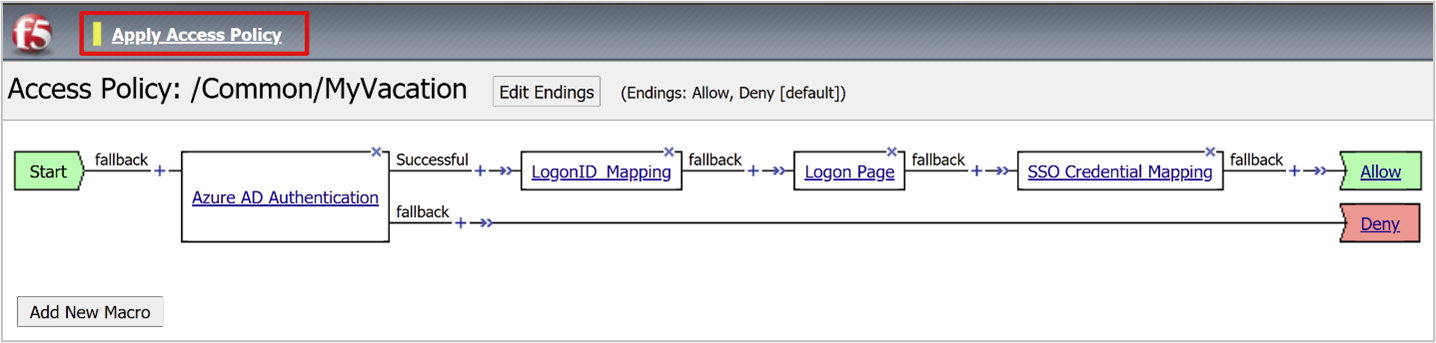 Screenshot dei criteri di accesso in Applica criteri di accesso.