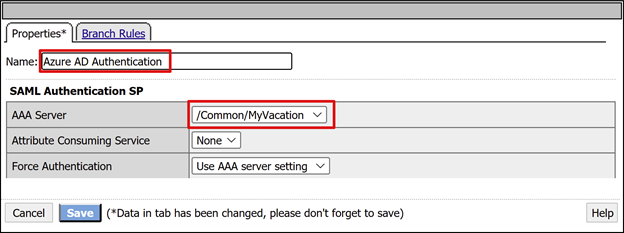 Screenshot che mostra le impostazioni del server di autenticazione di Microsoft Entra.