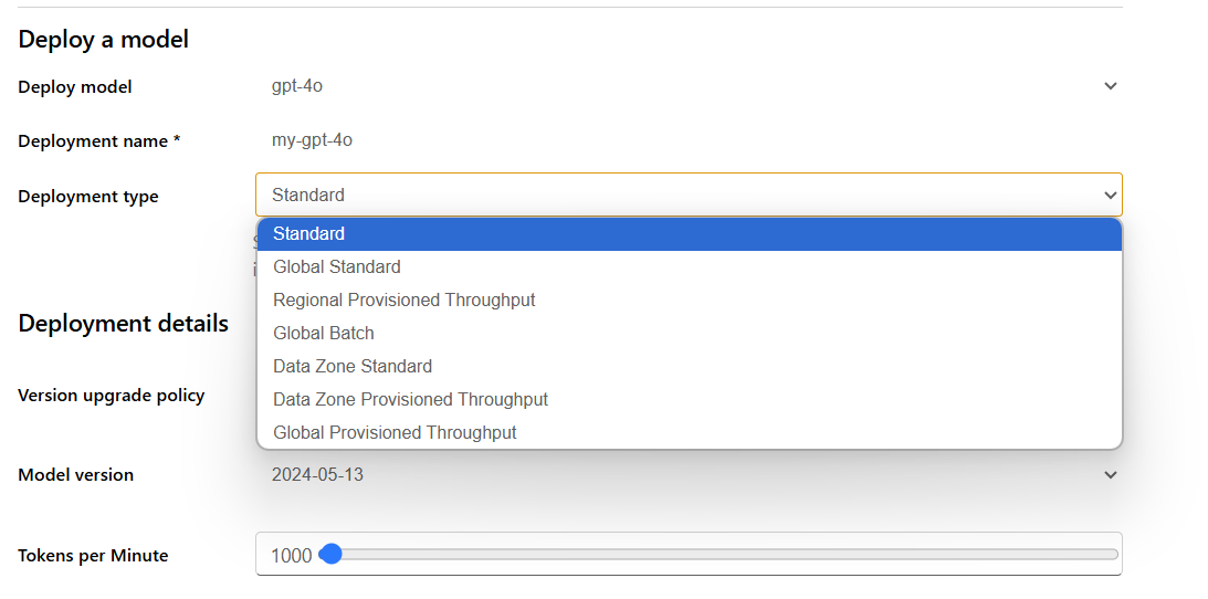 Screenshot dell'elenco a discesa Tipo di distribuzione.