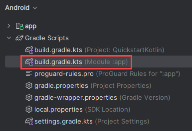 Implementazioni di Gradle per l'app - Kotlin