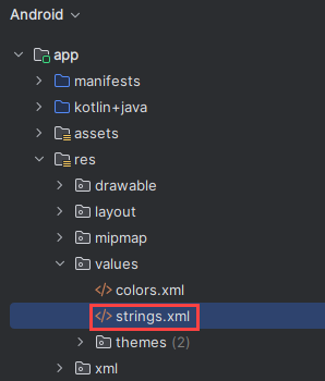 File strings.xml dell'app - Kotlin