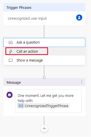 Screenshot parziale di Call an action (Chiama un'azione).