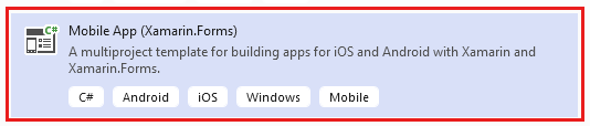 Screenshot che mostra come creare un nuovo progetto in Visual Studio.
