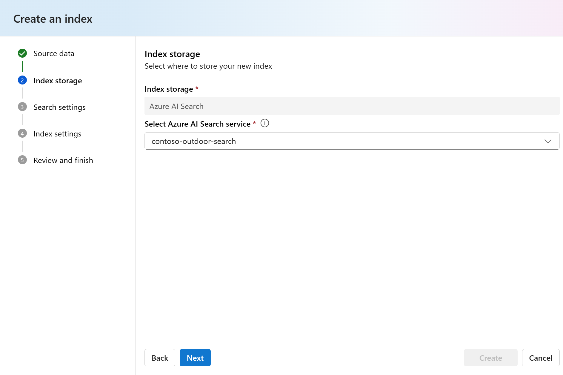 Screenshot della risorsa di Ricerca intelligenza artificiale di Azure selezionata.