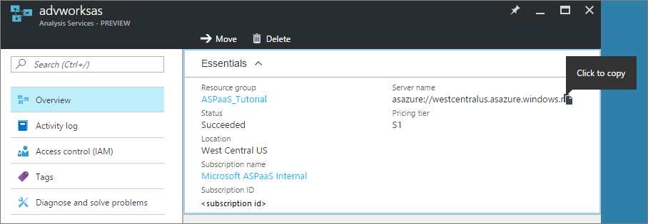 Get server name in Azure