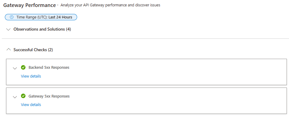 screenshot del riquadro Categoria di prestazioni del gateway.