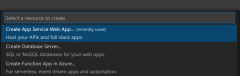 Screenshot della finestra di dialogo in VS Code usata per selezionare Crea una nuova app Web.