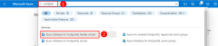 Screenshot che mostra come usare la casella di ricerca nella barra degli strumenti superiore per trovare Postgres Services nel portale di Azure.