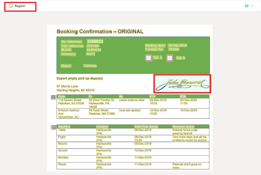 Screenshot che mostra il campo Firma etichetta.