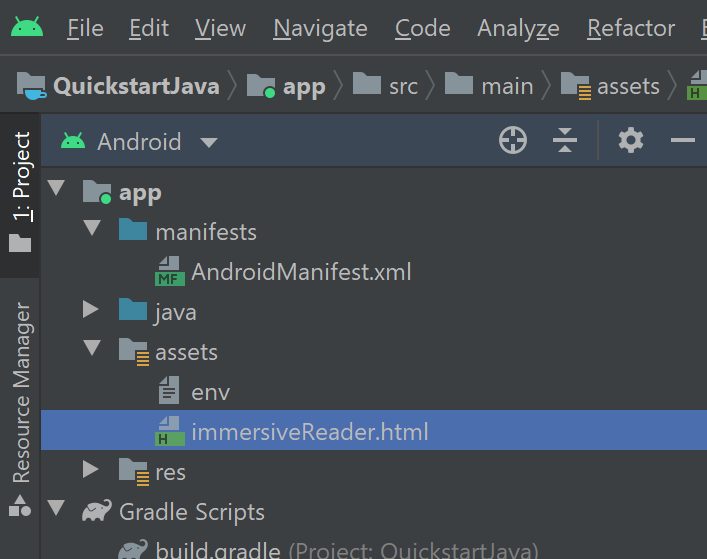 Posizione degli asset HTML - Android