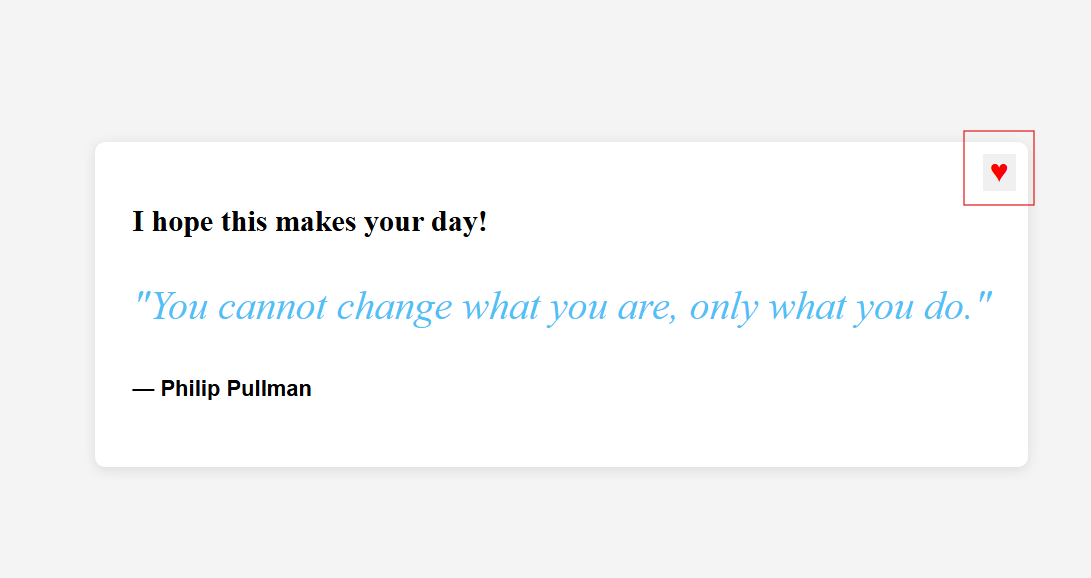 Screenshot dell'applicazione con il pulsante like selezionato.