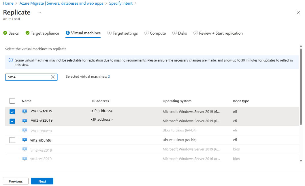 Screenshot che mostra la scheda Macchine virtuali.