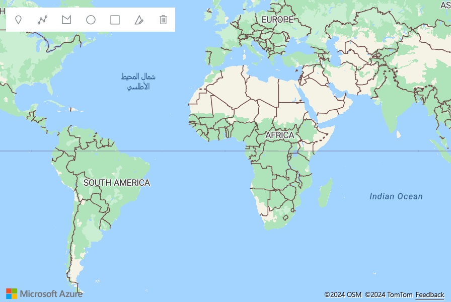 Screenshot che mostra gli strumenti di disegno di Mappe di Azure.
