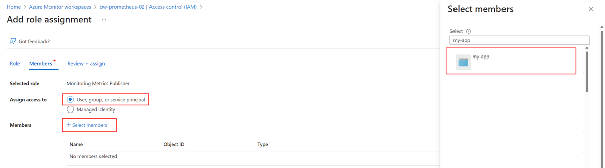 Screenshot che mostra la selezione dell'applicazione.