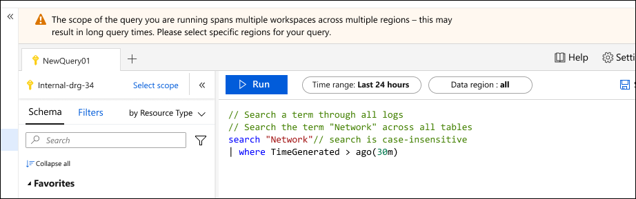 Screenshot dell'avviso di query.