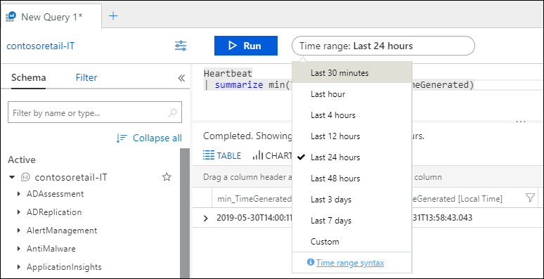 Screenshot della selezione ora.