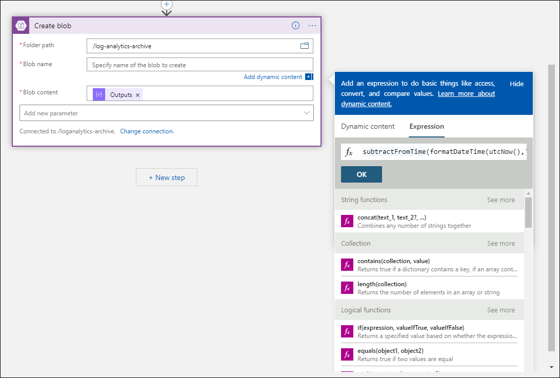 Screenshot that shows a blob expression.