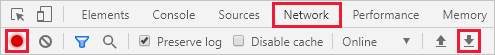 Screenshot che mostra come esportare HAR nella scheda Rete in Chrome.