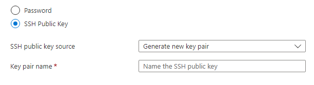 Screenshot dell'elemento dell'interfaccia utente combinata delle credenziali per una chiave pubblica SSH Linux.