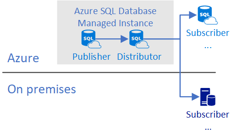 Singola istanza come server di pubblicazione e database di distribuzione.