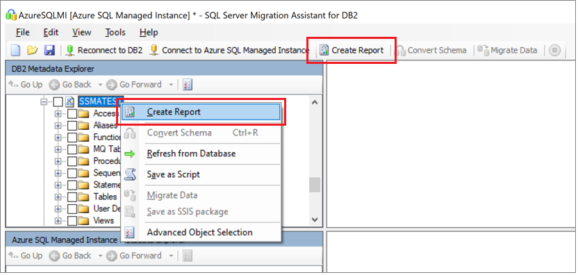 Screenshot that shows how to create a report.