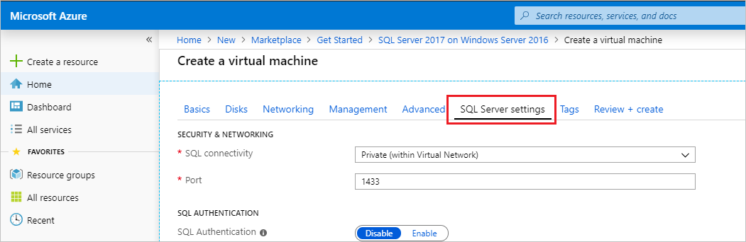Connettività di SQL Server