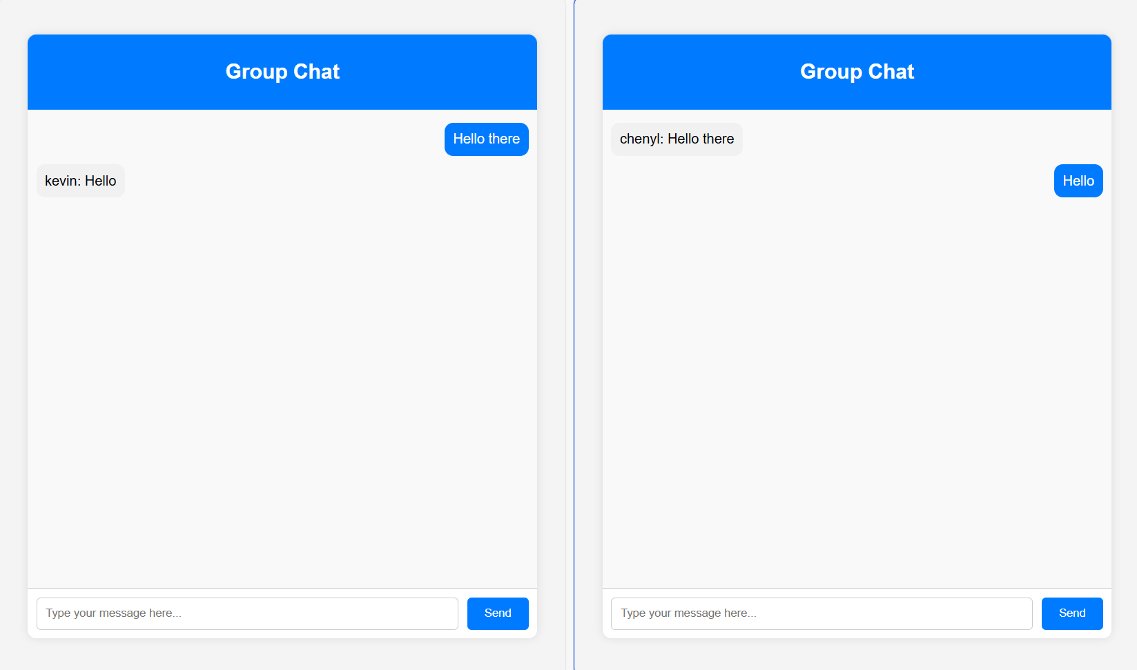 Screenshot dell'app chat serverless.